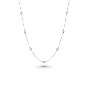 7 Stone Diamond By The Yard Necklace, Bezel Set Diamond Station Necklace (0.50 ct.) in 14K Gold