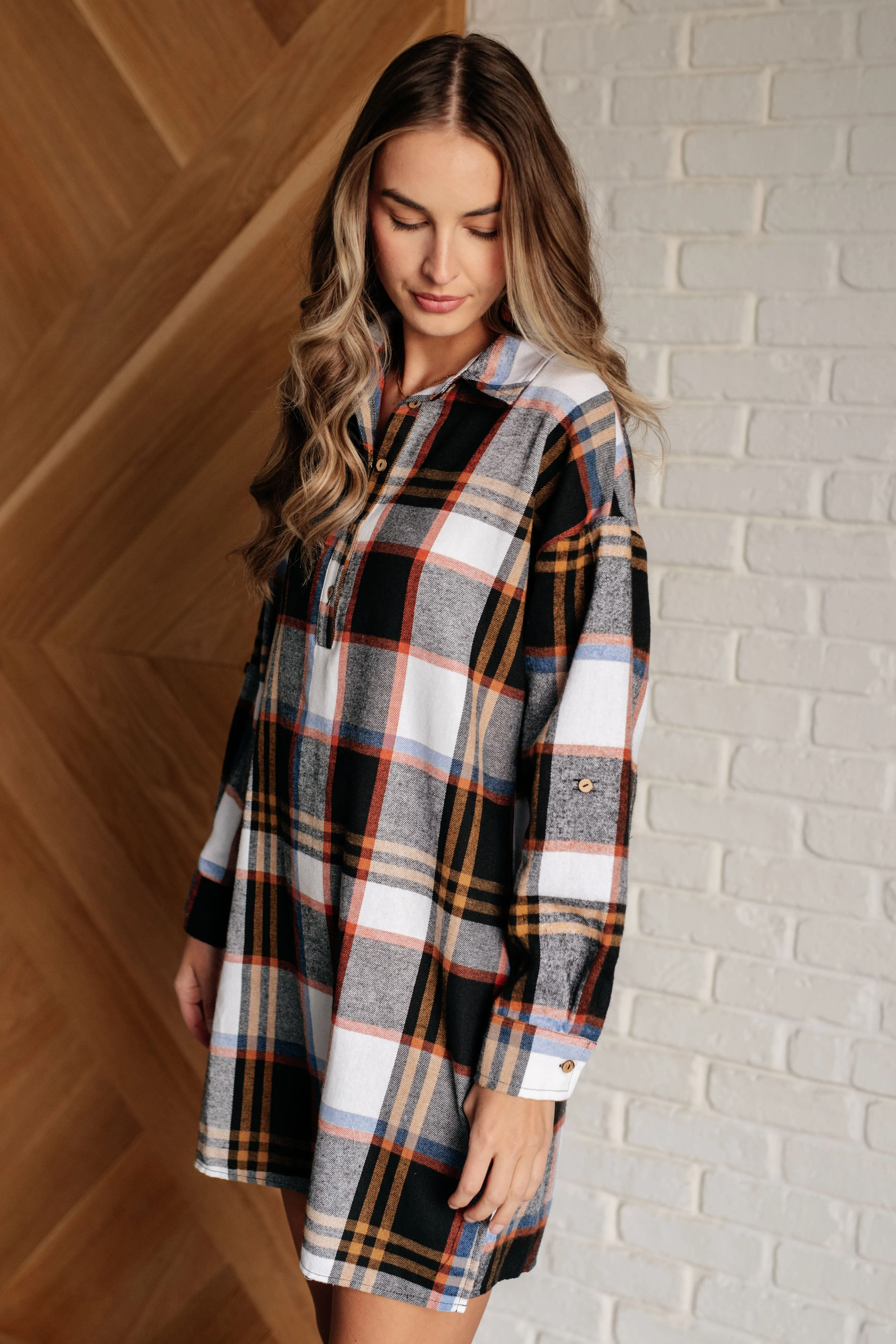 Aisha Plaid Shirt Dress