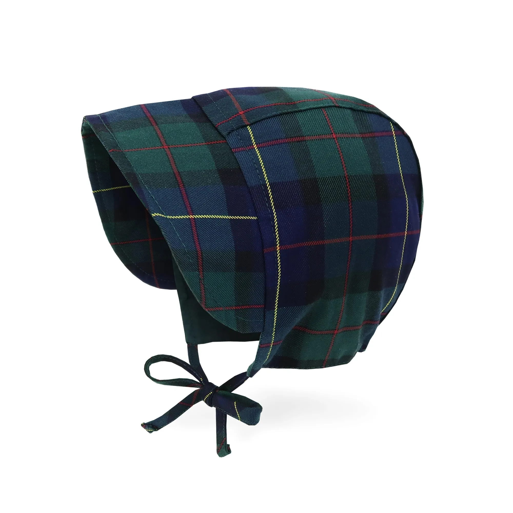 Baby Denim Plaid Brimmed Bonnet Hat | Navy Plaid