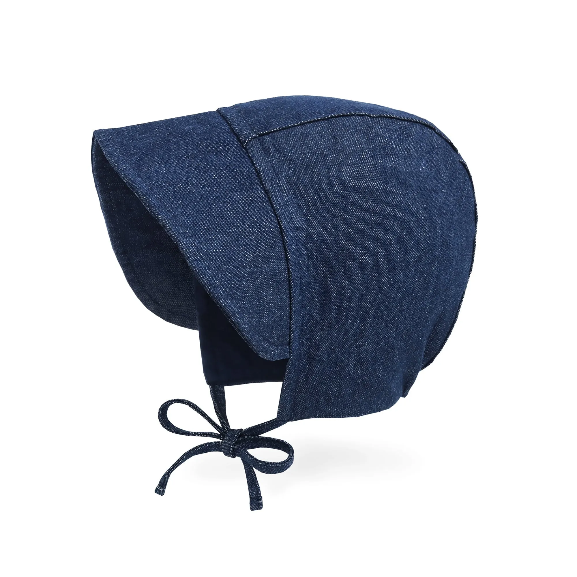 Baby Denim Plaid Brimmed Bonnet Hat | Navy Plaid