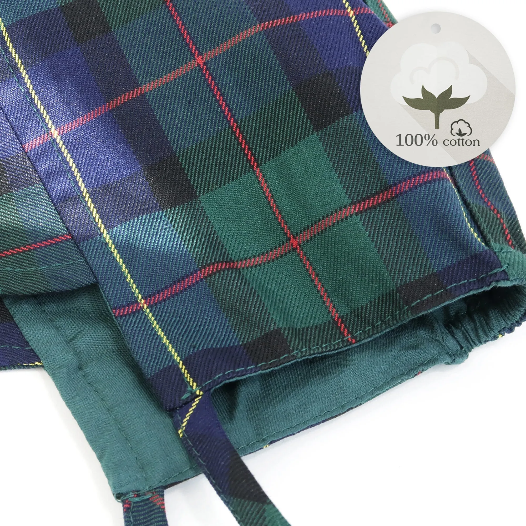 Baby Denim Plaid Brimmed Bonnet Hat | Navy Plaid