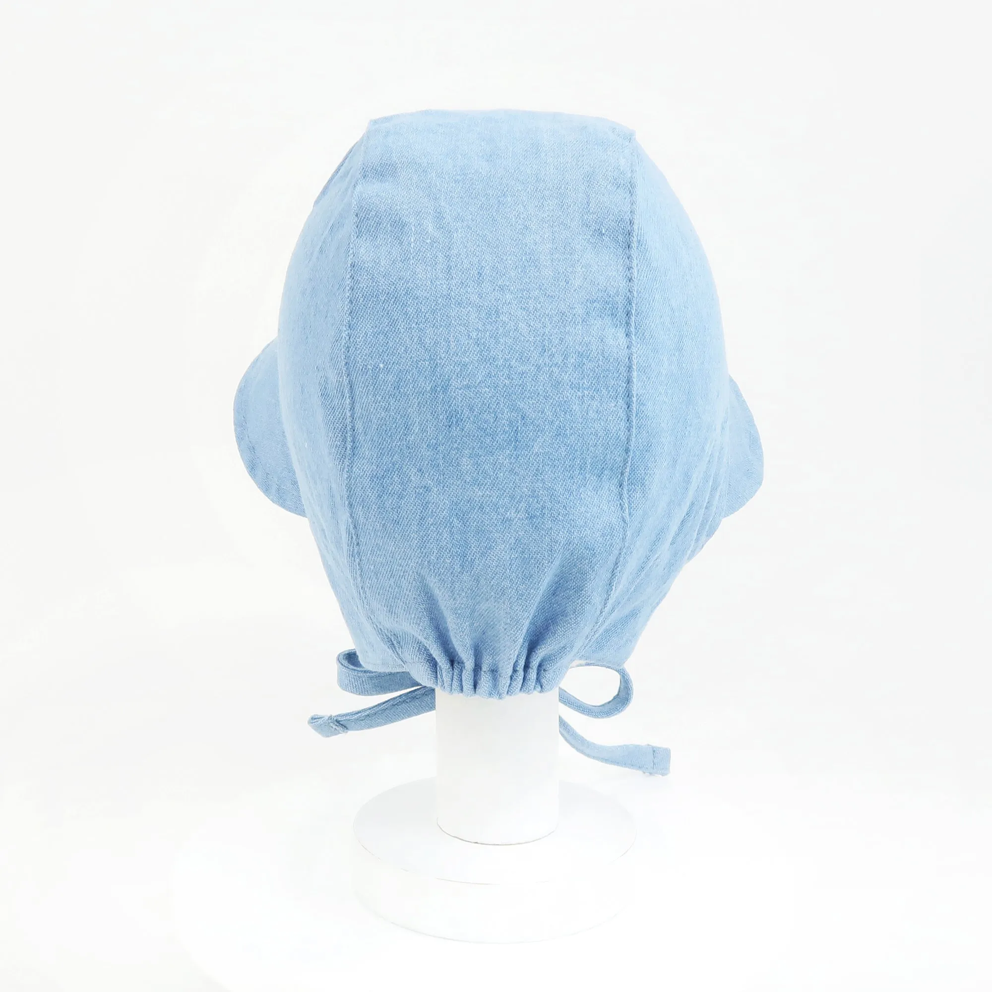Baby Denim Plaid Brimmed Bonnet Hat | Navy Plaid