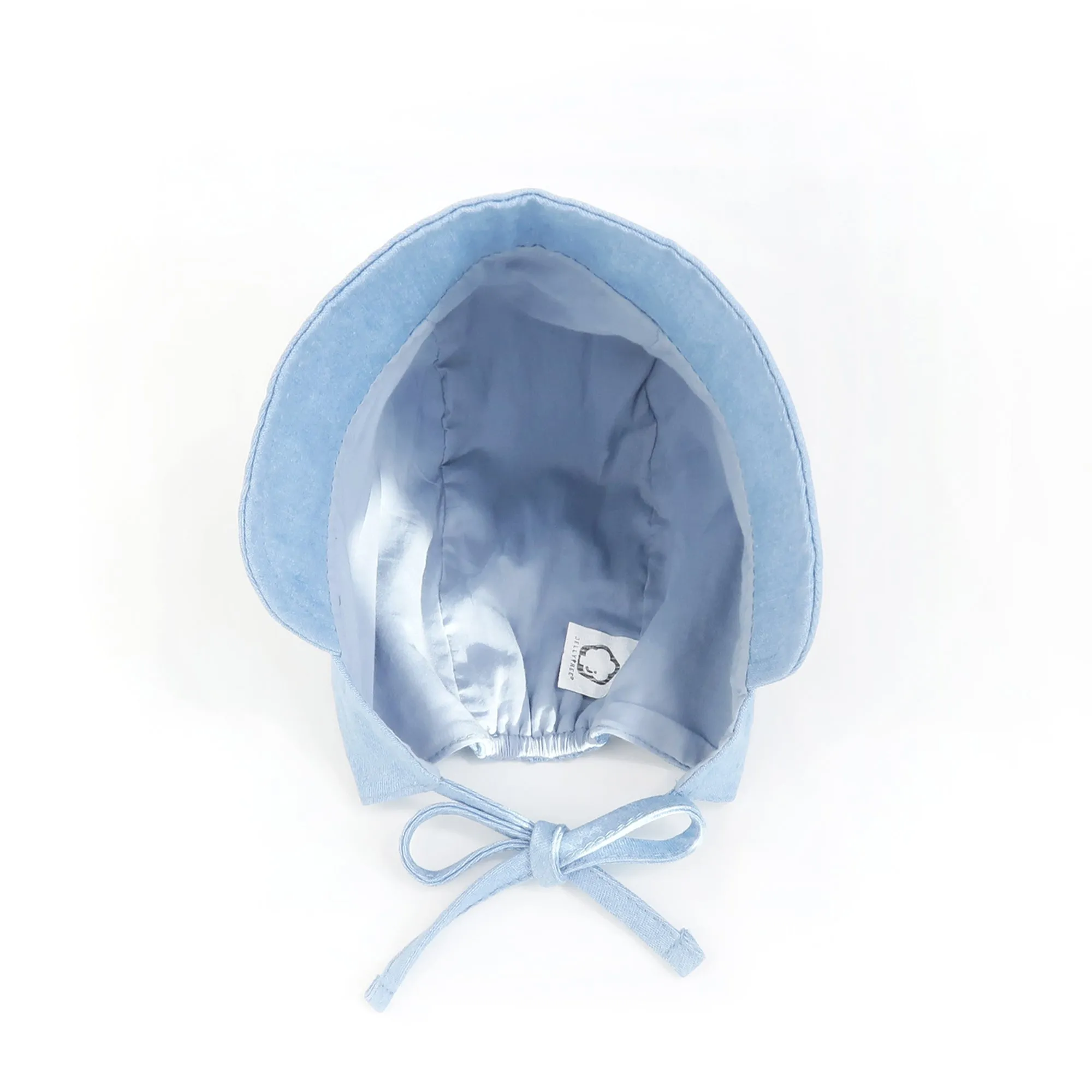 Baby Denim Plaid Brimmed Bonnet Hat | Navy Plaid