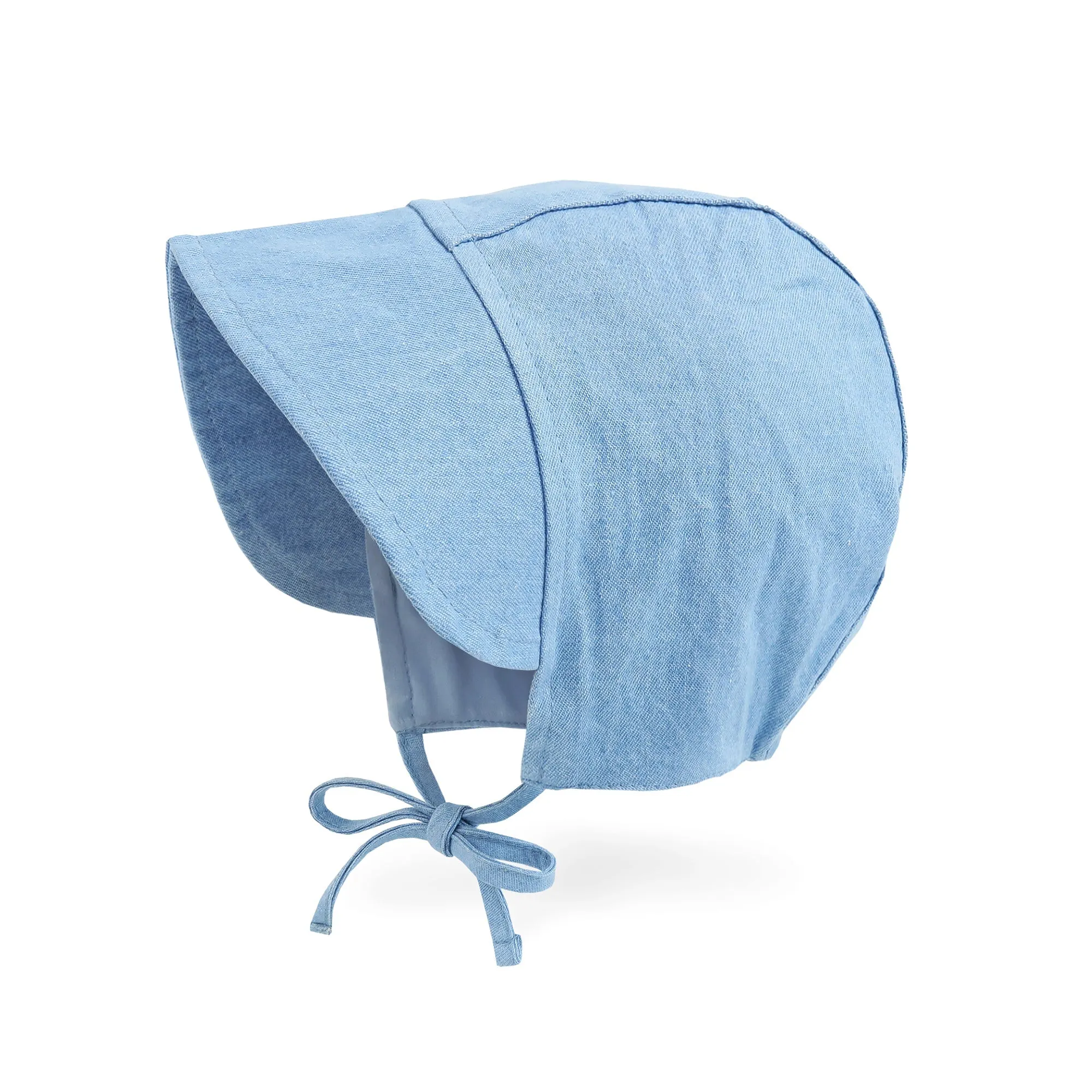 Baby Denim Plaid Brimmed Bonnet Hat | Navy Plaid