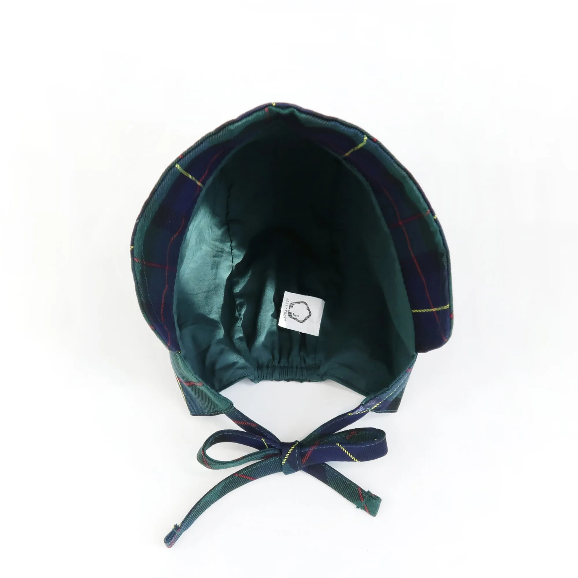 Baby Denim Plaid Brimmed Bonnet Hat | Navy Plaid