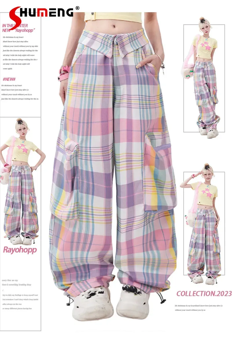 Baggy Lila Karo Stil soft-girl