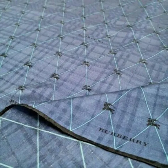 Burberry Blue Black Plaid Jacquard Nova Check Print Silk Scarf