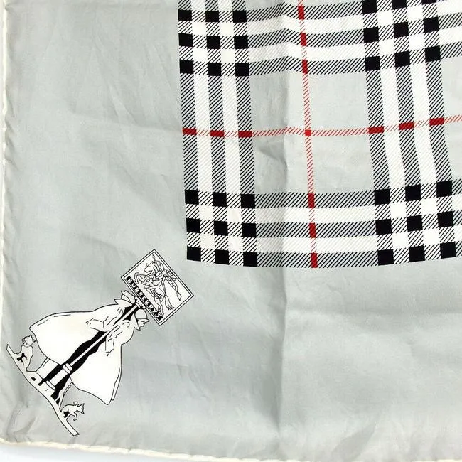 Burberry Bluered Nova Check Plaid Print Silk Scarfwrap