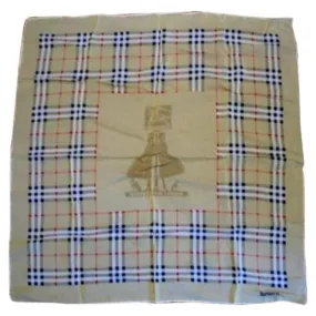 Burberry Nova Check Plaid W Figures Haymarket Print Silk Scarf