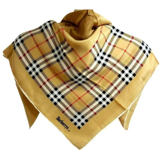 Burberry Nova Check Plaid W Figures Haymarket Print Silk Scarf