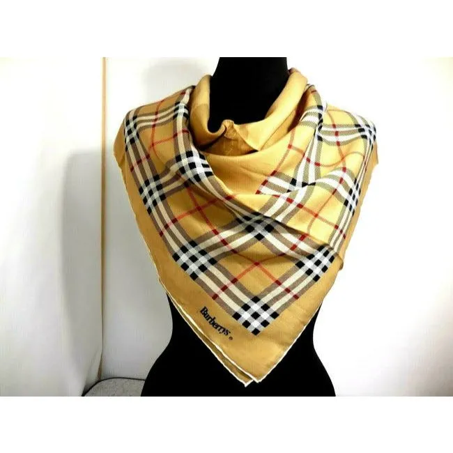 Burberry Nova Check Plaid W Figures Haymarket Print Silk Scarf