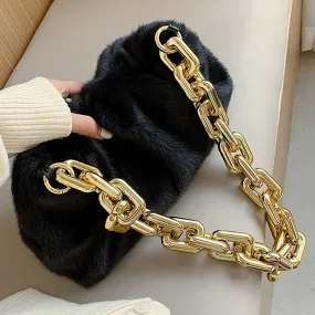 Christmas Gift DORANMI Big Chain Flap Bags For Women 2022 Soft Fur Shoulder Bags Female Square Handbag Winter Shoulder Flap Bolsos Mujer BG927