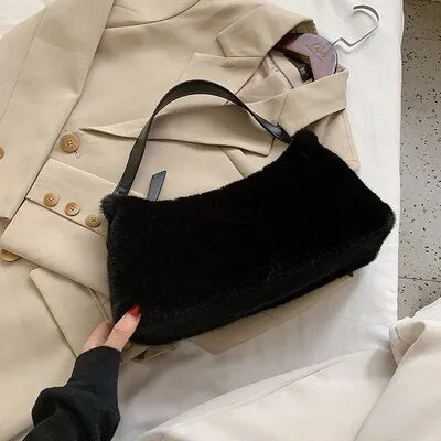 Christmas Gift DORANMI Soft Fur Hobos Shoulder Bags For Women 2020 Winter Flap Female Handbags Solid Fur Top-handle Handbags Bolsos Mujer BG963