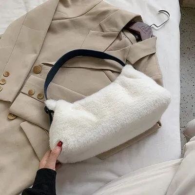 Christmas Gift DORANMI Soft Fur Hobos Shoulder Bags For Women 2020 Winter Flap Female Handbags Solid Fur Top-handle Handbags Bolsos Mujer BG963