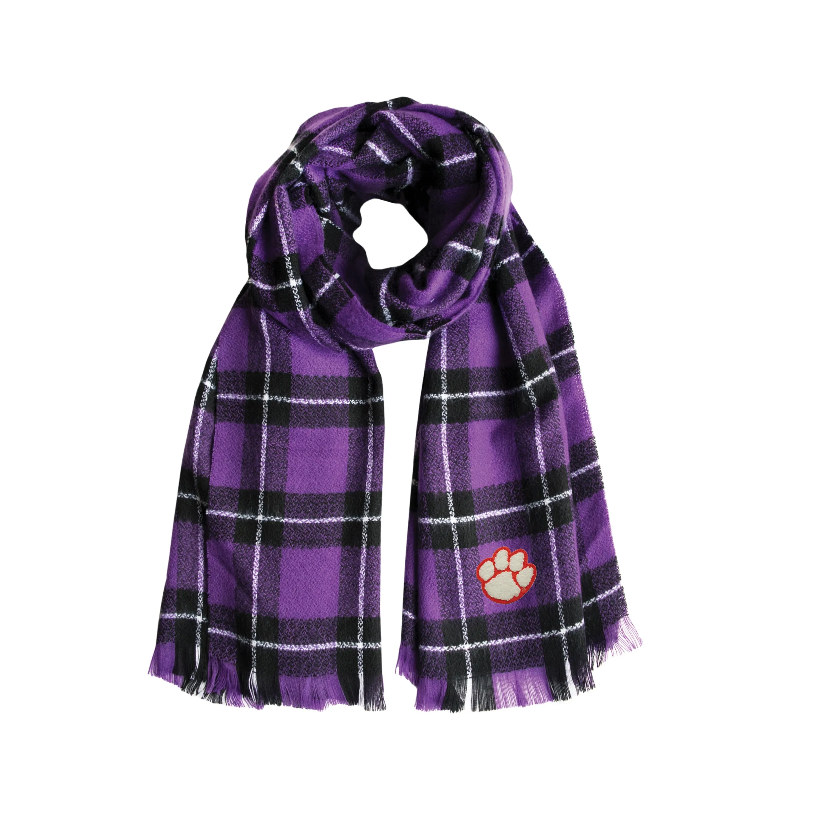 Clemson University Plaid Blanket Scarf