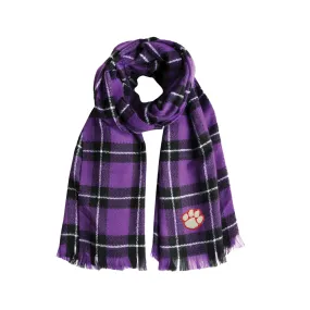 Clemson University Plaid Blanket Scarf