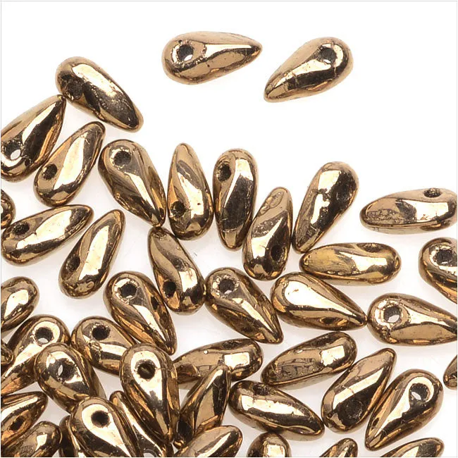 Czech Glass Mini Dagger Beads, 2.5x6mm, 10 Gram Tube, Bronze