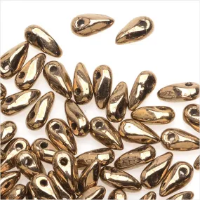 Czech Glass Mini Dagger Beads, 2.5x6mm, 10 Gram Tube, Bronze