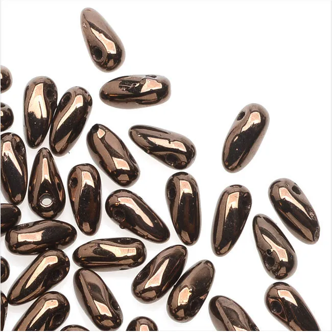 Czech Glass Mini Dagger Beads, 2.5x6mm, 10 Gram Tube, Dark Bronze