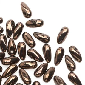 Czech Glass Mini Dagger Beads, 2.5x6mm, 10 Gram Tube, Dark Bronze
