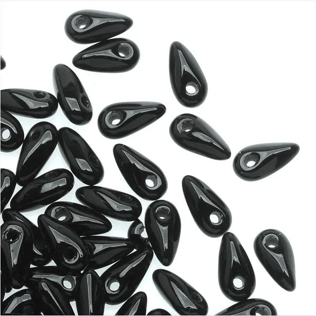 Czech Glass Mini Dagger Beads, 2.5x6mm, 10 Gram Tube, Jet