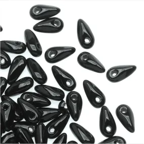 Czech Glass Mini Dagger Beads, 2.5x6mm, 10 Gram Tube, Jet
