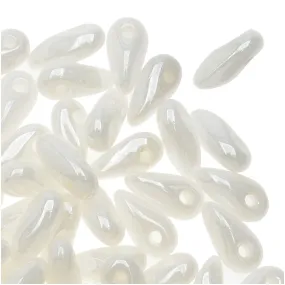 Czech Glass Mini Dagger Beads, 2.5x6mm, 10 Gram Tube, Luster - Opaque White
