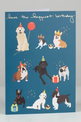Dogs And Party Hats Birthday Card