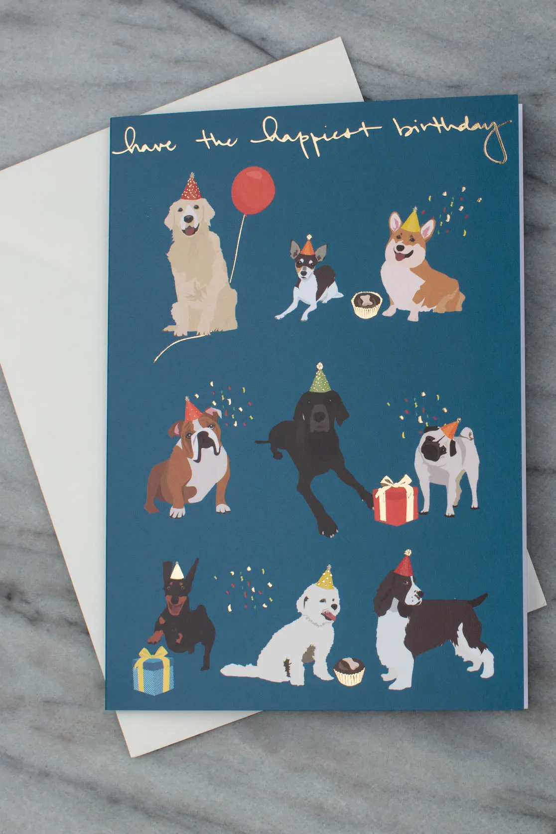 Dogs And Party Hats Birthday Card