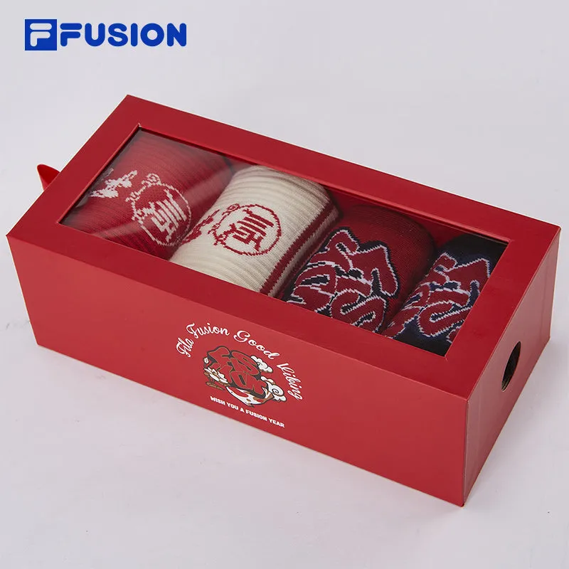 FILA FUSION INLINE FILA FUSION LIFE ACCESSORIES Unisex Socks Gift Set (4pcs) (Black/White/Red)