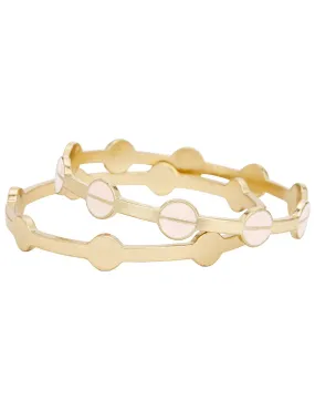 Gold Circle Bangle Bracelet Duo
