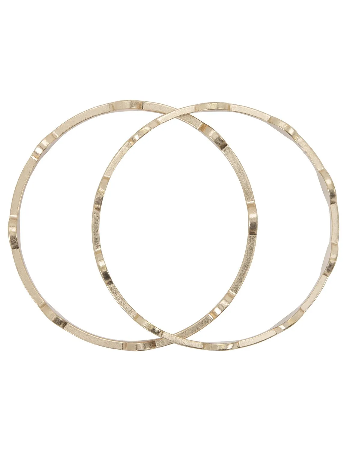 Gold Circle Bangle Bracelet Duo