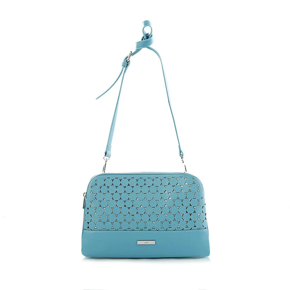 Island Paradise Laser Cut Crossbody/Clutch - Turquoise/Metallic