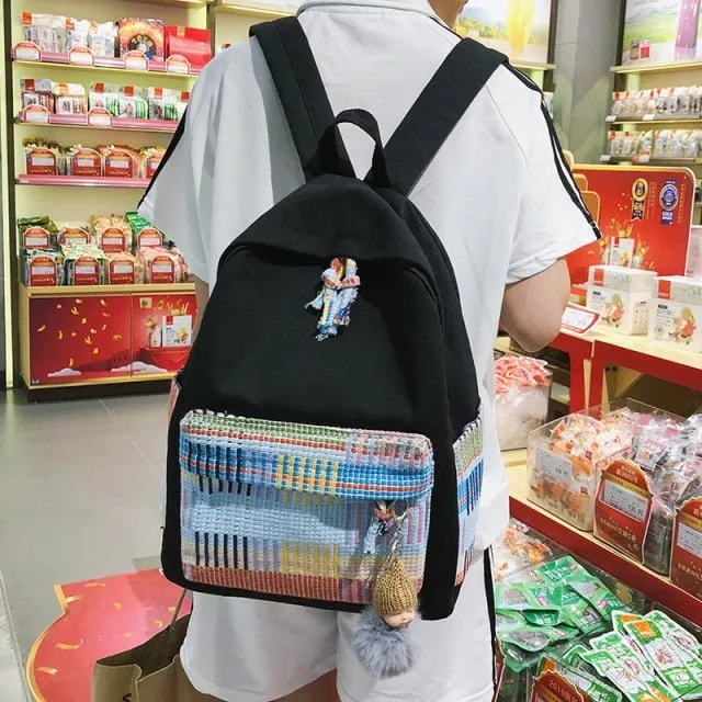 Kawaii Rainbow Plaid Backpack