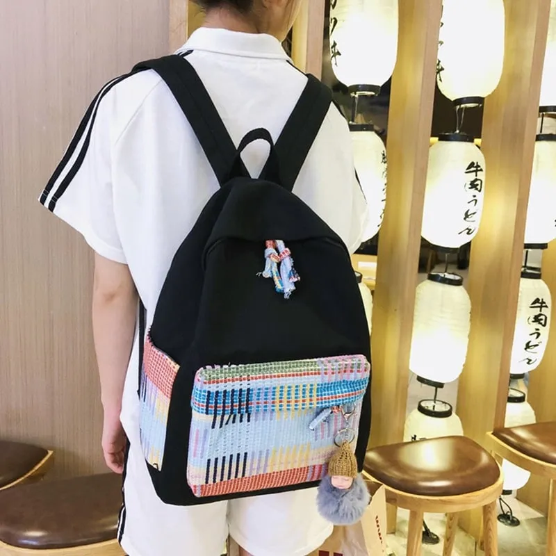 Kawaii Rainbow Plaid Backpack