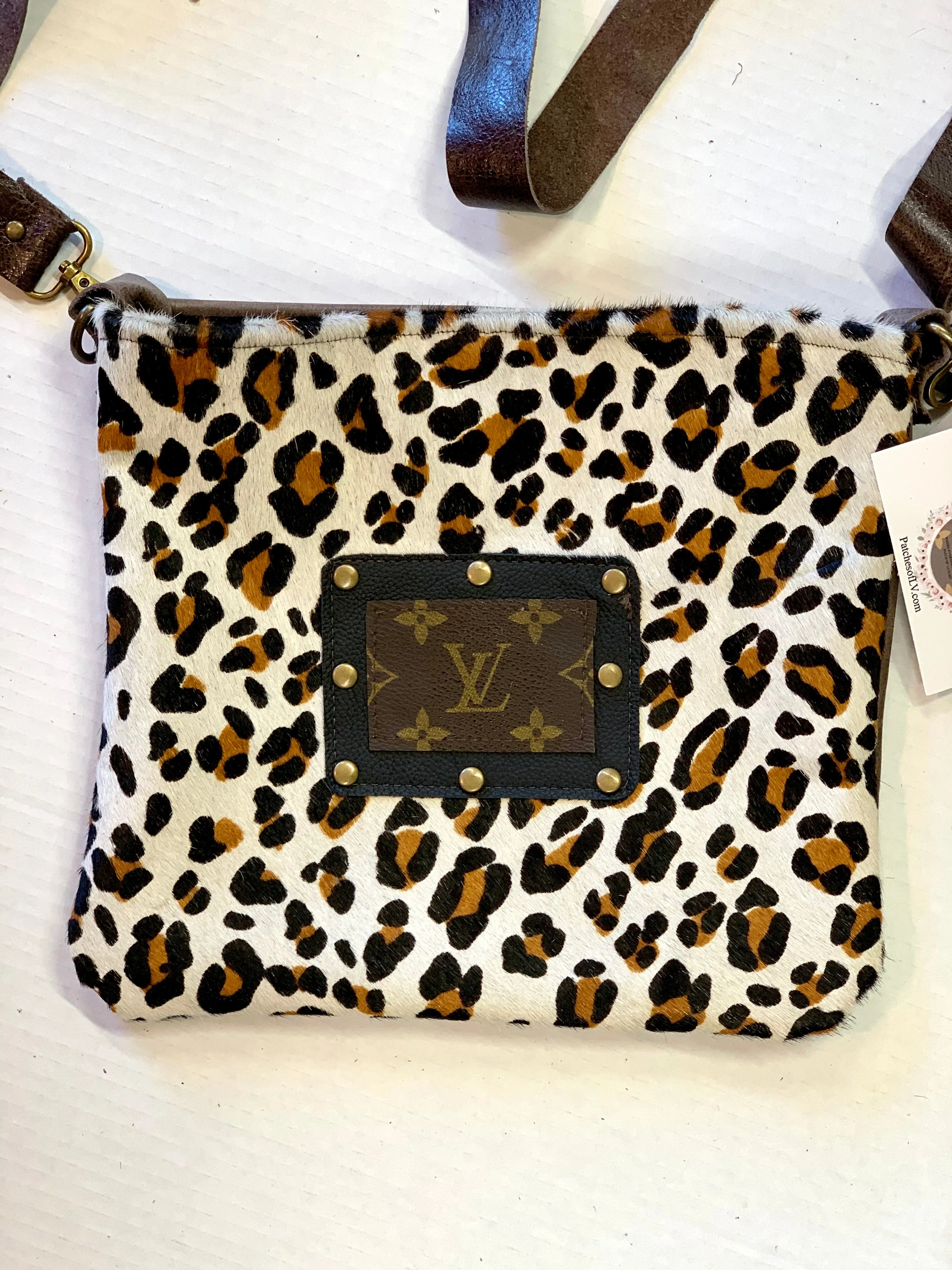 Medium Crossbody in Leopard - Patch in Black with Hardware
