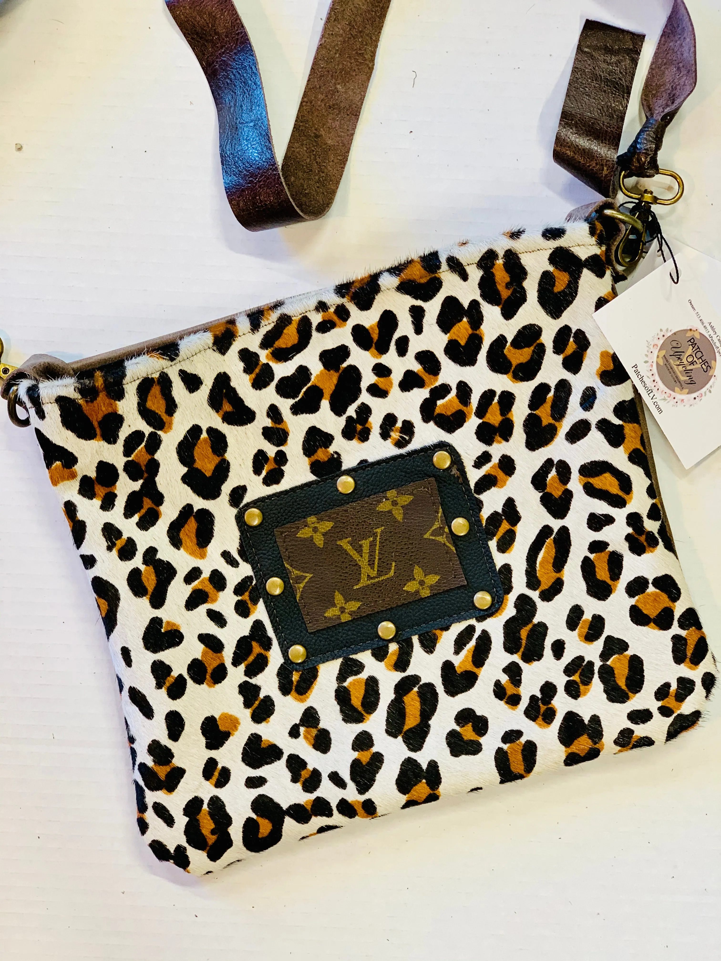 Medium Crossbody in Leopard - Patch in Black with Hardware