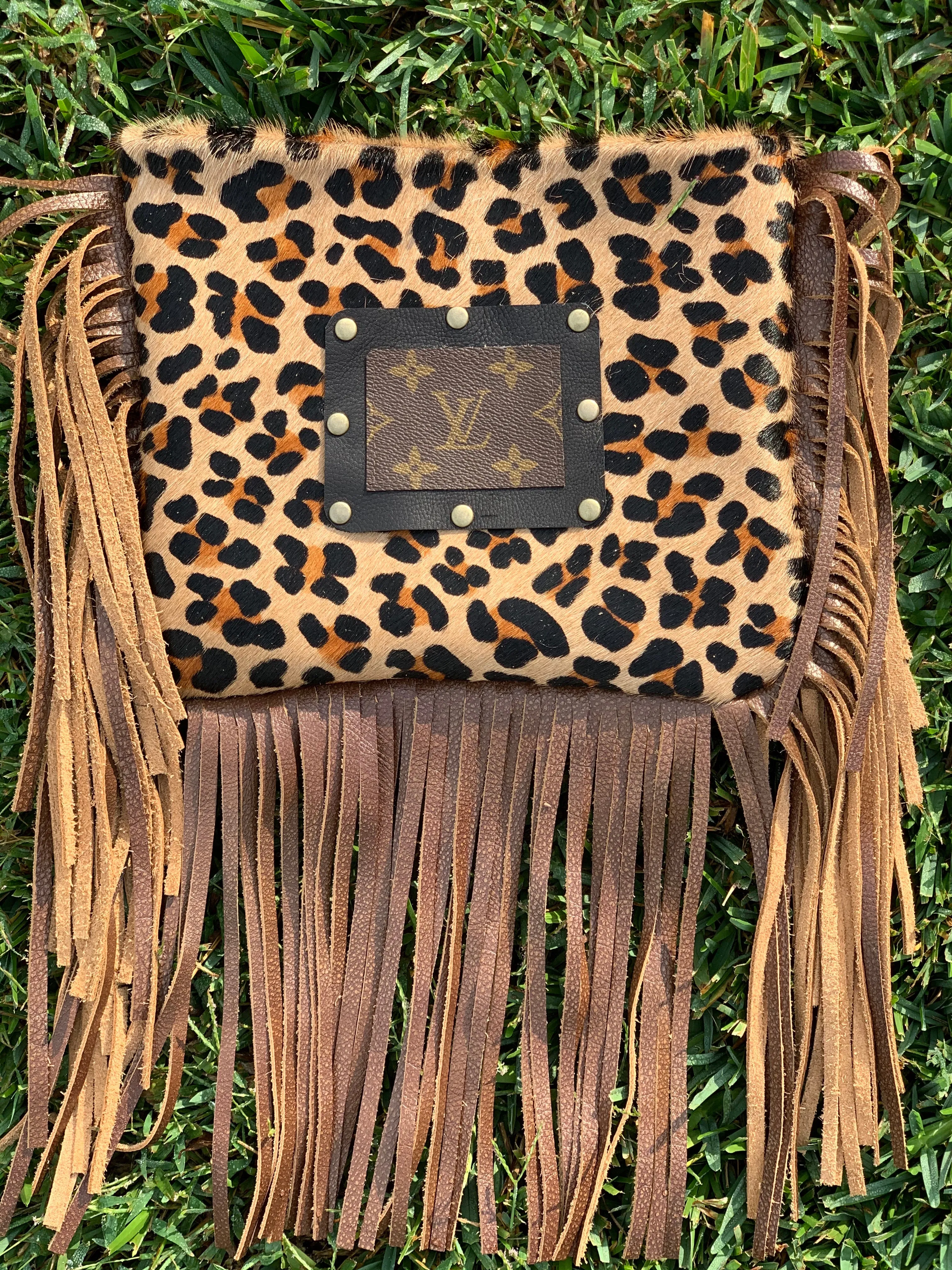 Medium Crossbody in Leopard - Patch in Black with Hardware