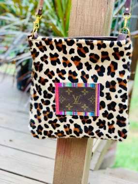 Medium Crossbody Leopard with Serape Patch
