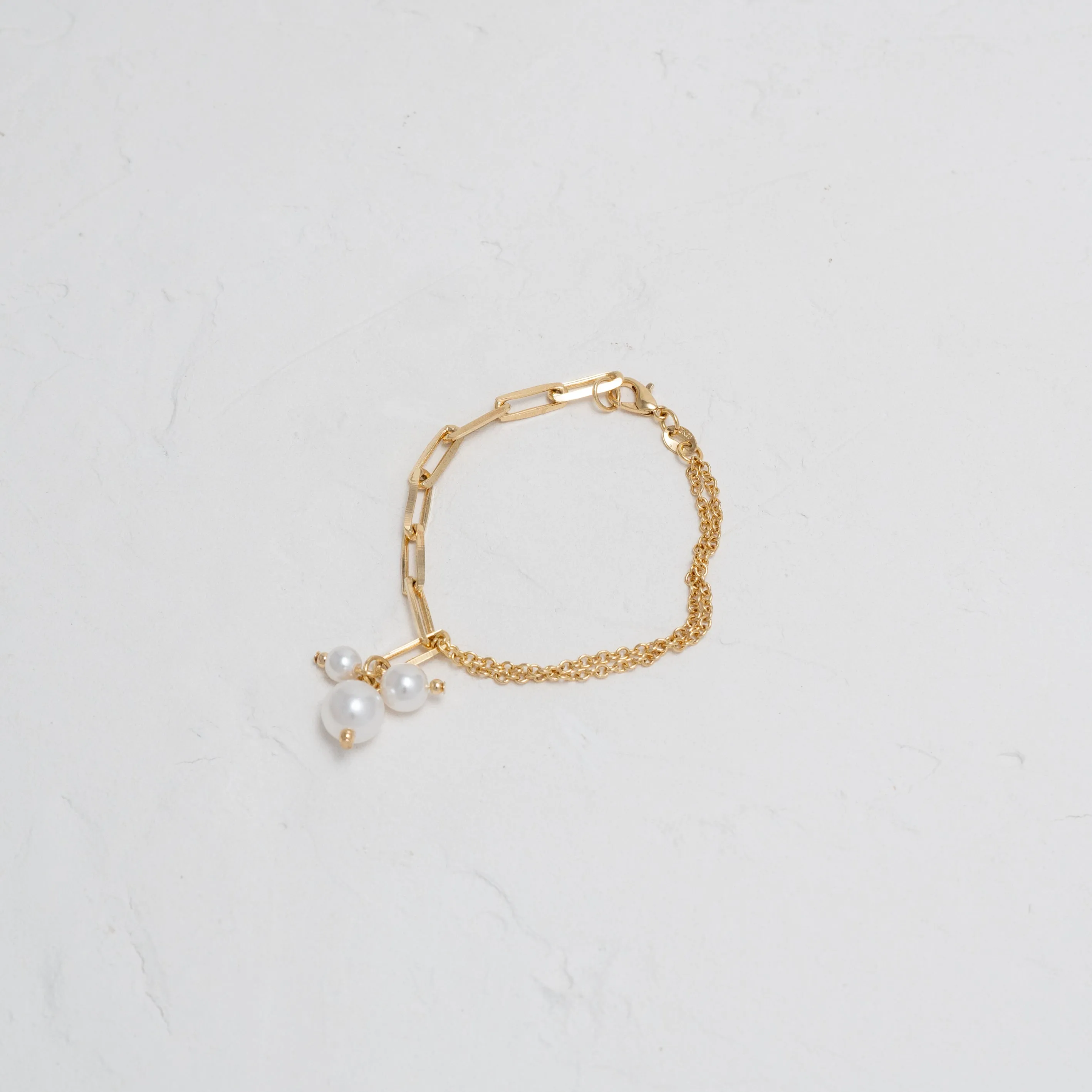 Pearl and Paper Clip Chain Bracelet