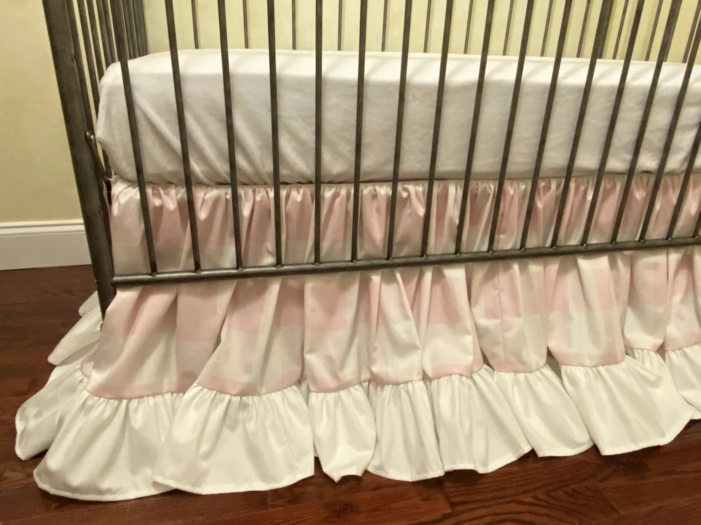 Pink Plaid Baby Girl Crib Bedding, Buffalo Check Girl Baby Bedding, Crib Rail Cover