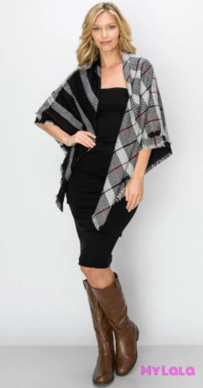Plaid Blanket Scarf (Black)