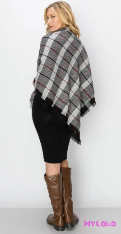 Plaid Blanket Scarf (Black)