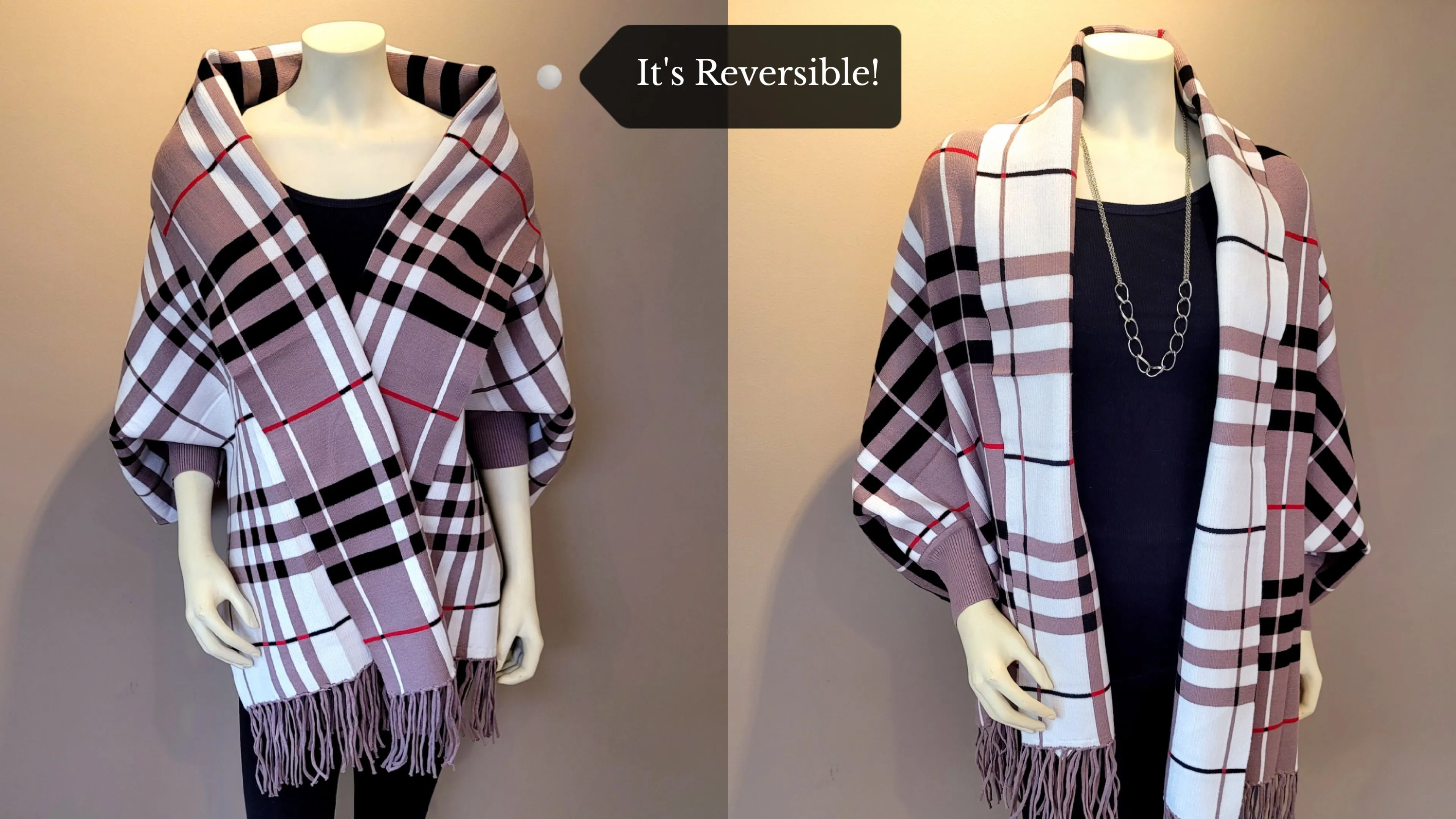 Plaid Sleeved Shawl