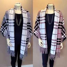 Plaid Sleeved Shawl