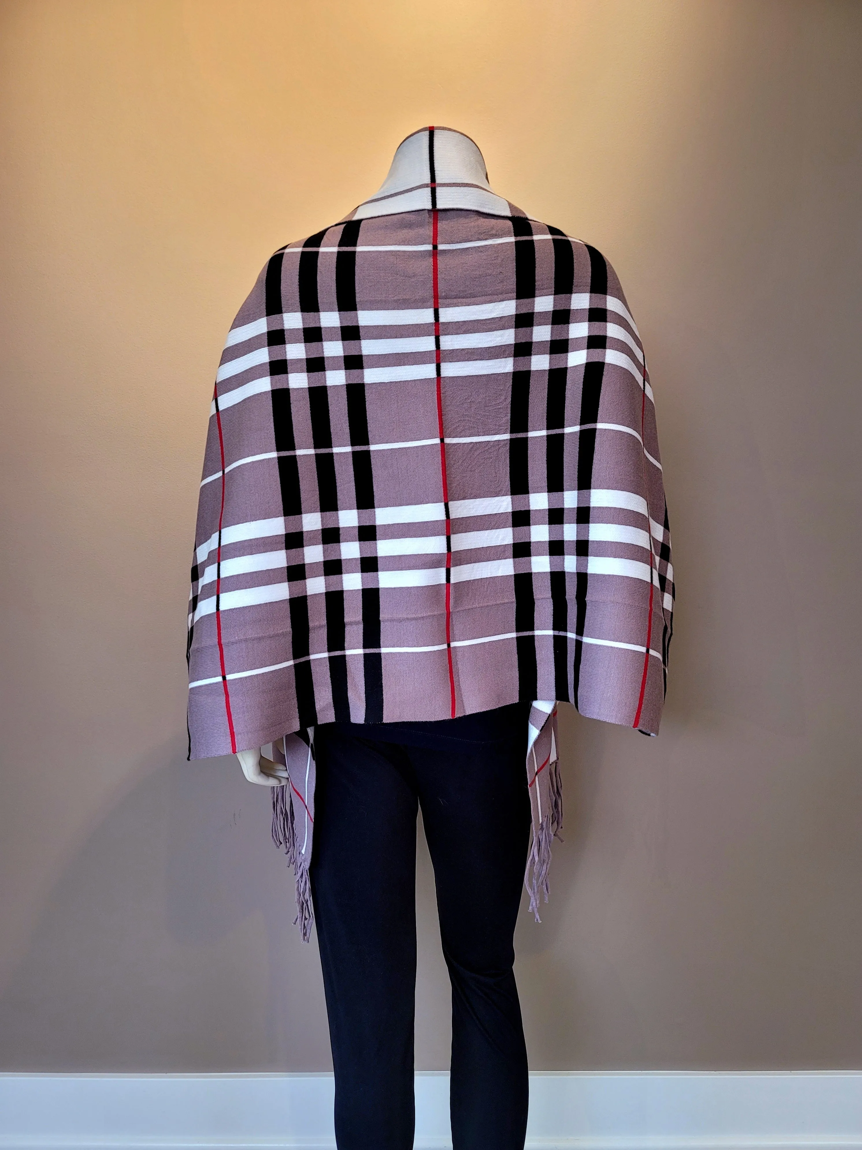 Plaid Sleeved Shawl