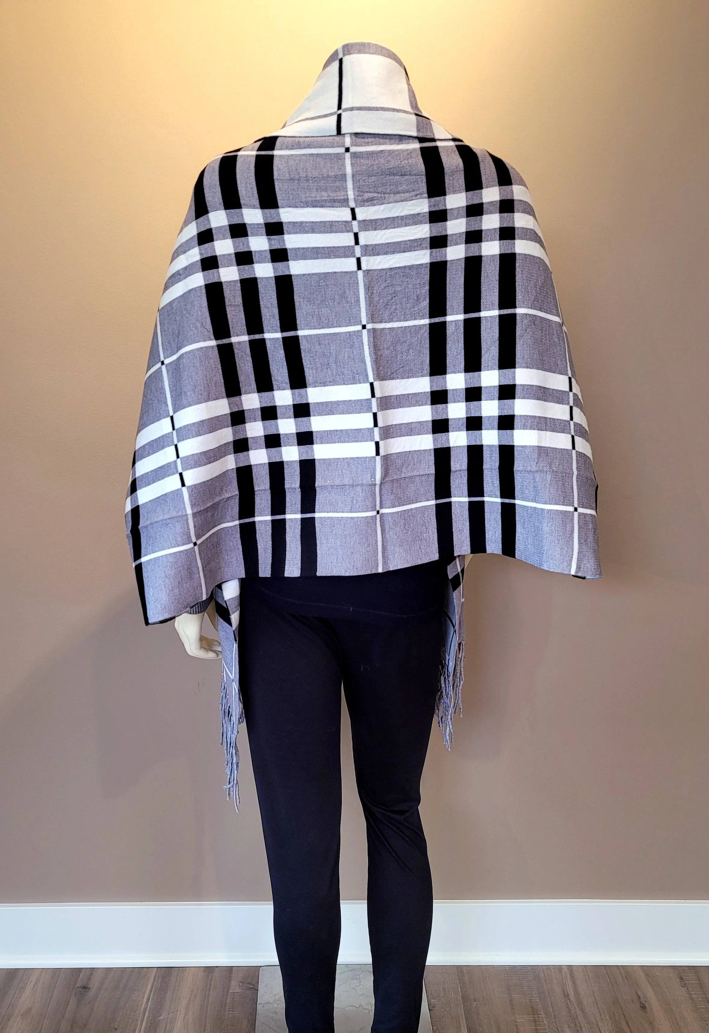 Plaid Sleeved Shawl