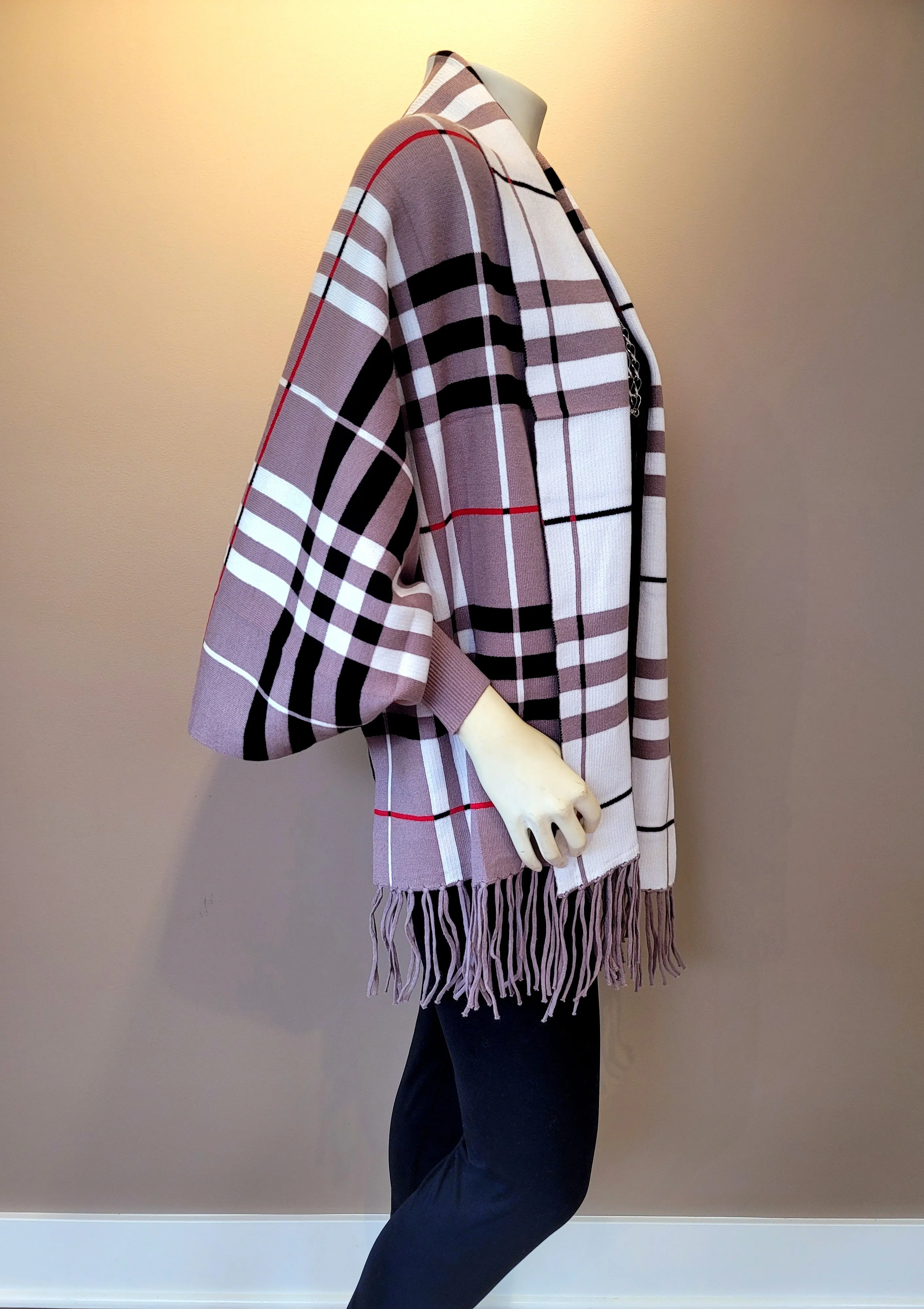 Plaid Sleeved Shawl