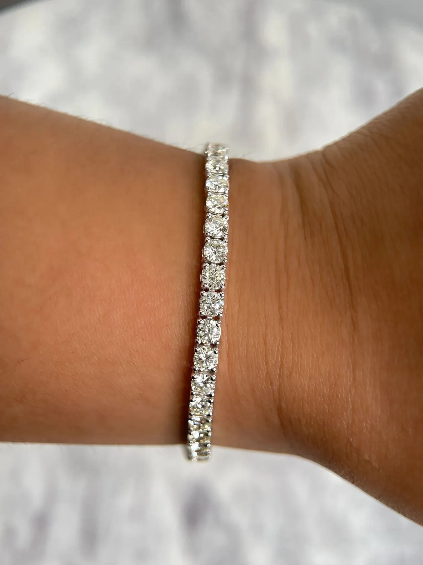 Radiant Round Cut Diamond 14K Gold Tennis Bracelet