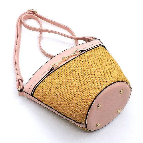 Straw Bucket Crossbody